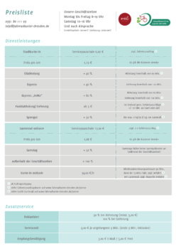 Preisliste 2021